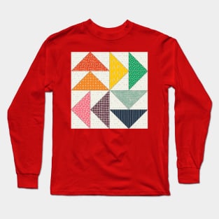 Rainbow Modern Flying Geese Quilt Block Long Sleeve T-Shirt